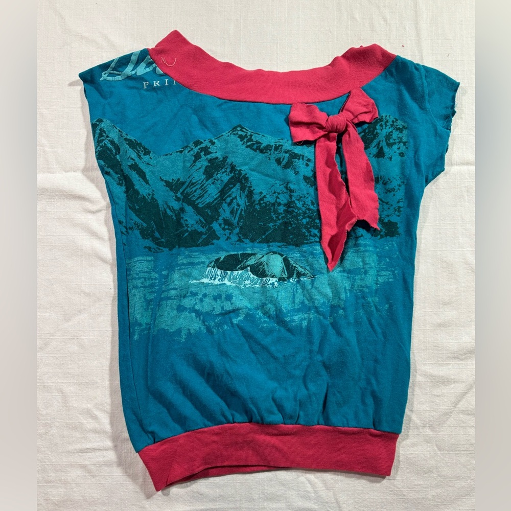 Urban Renewal Teal and Pink Bow Top